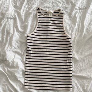 H&M Black and Cream Striped Top